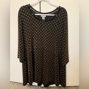 Catherines Metallic Polka Dot Pattern 3/4 Sleeve Tunic